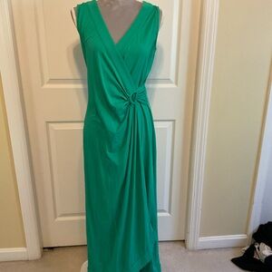 Lands’ End Elegant Green Sleeveless Floor Length Dress